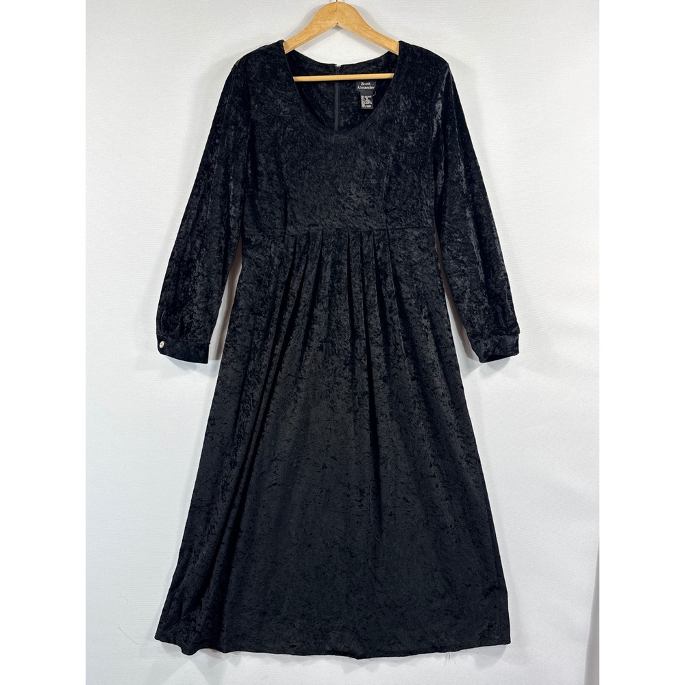 Brett Alixander Velour Dress Womens 10 Black Crushed Witchy 90s Grunge Goth Y2K